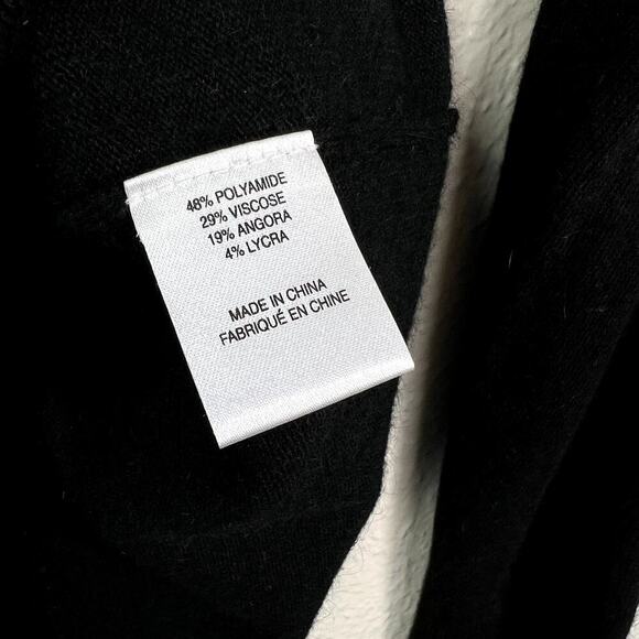 Milly Black Angora Blend Knit Cardigan Sweater Snap Button Crystal Flower SMALL - Picture 5 of 7